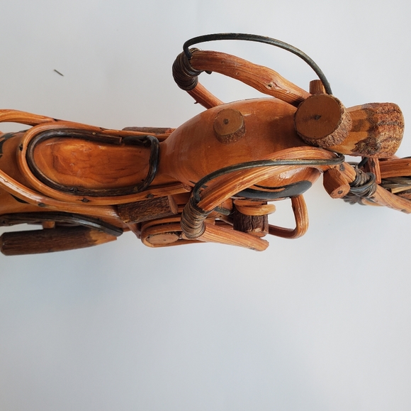 Wooden Motorcycle Model Handmade Chopper Collectible Sculpture Cycle 12" 6" 3" - Picture 7 of 13